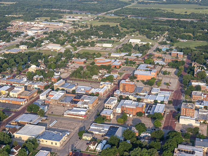 aerial view of arkansas city