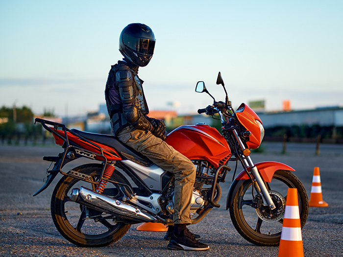student at motorcycle safety training