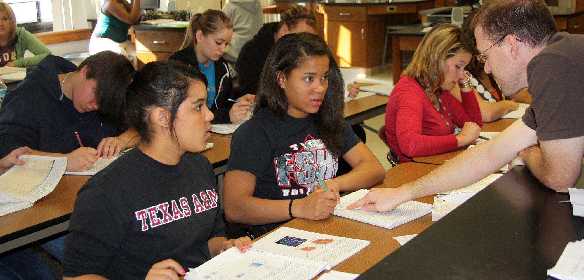 students in science class