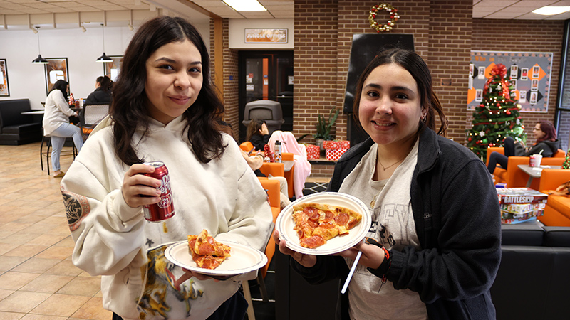 cowley college students at pizza night