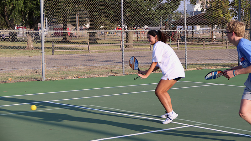 cowley college students playing pickleball