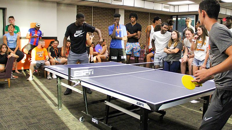 cowley college students playing pingpong
