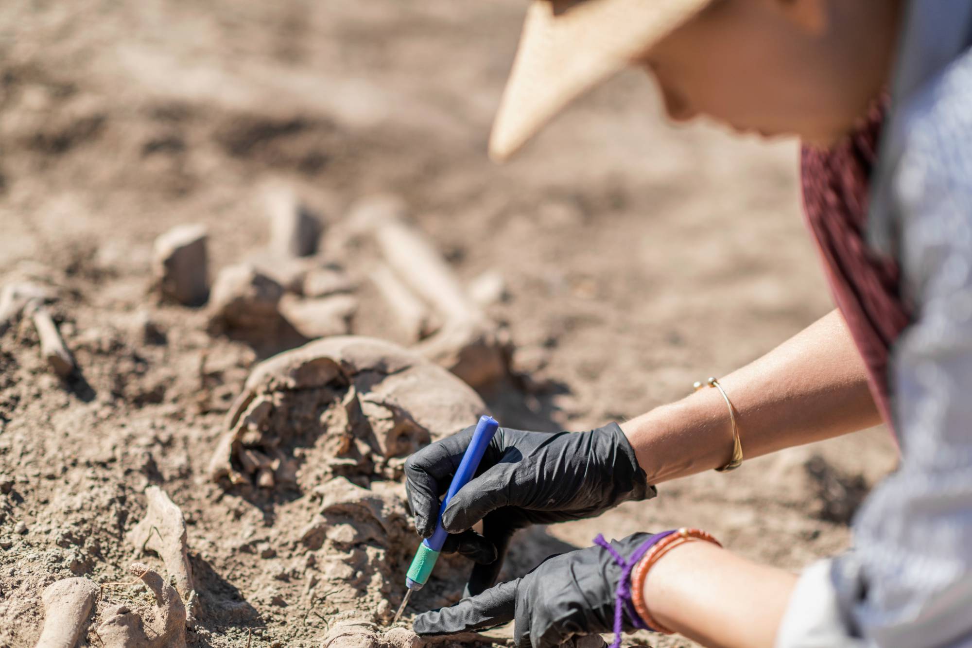 person digging artifacts
