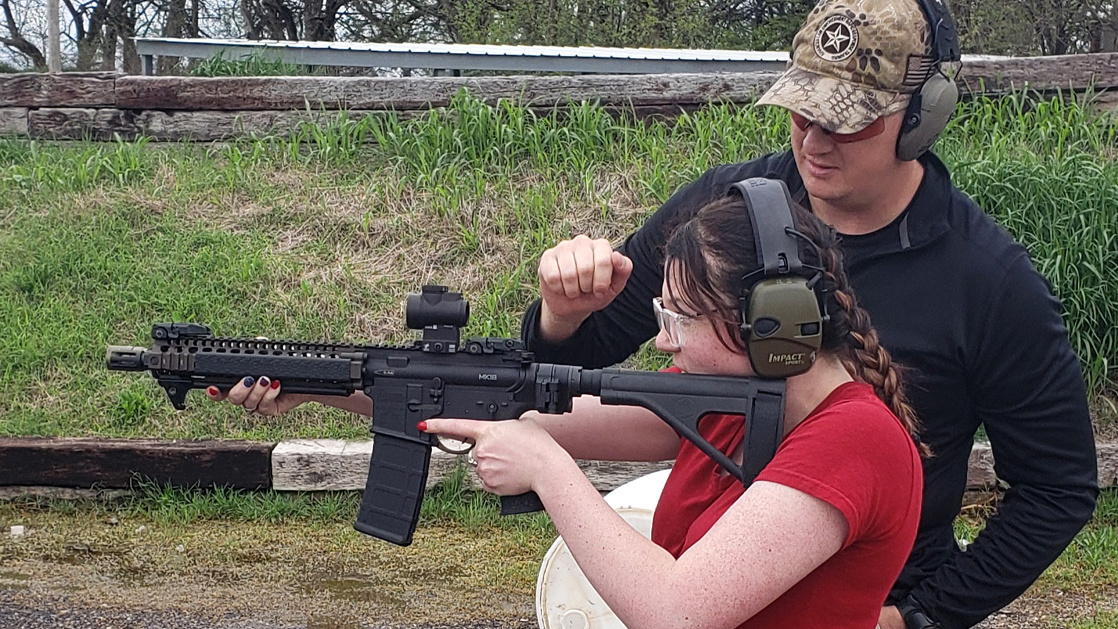 student training at the gun range